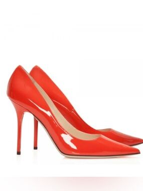 Jimmy Choo “Abel”Patent Leather Pumps-in Tangerine. Original Packaging Included